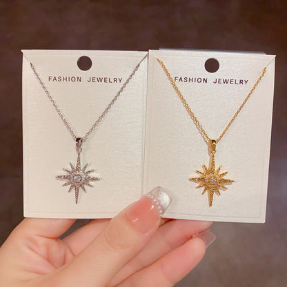 鋯石星星墜飾簡約項鍊－商品主圖｜https://igowo.tw/