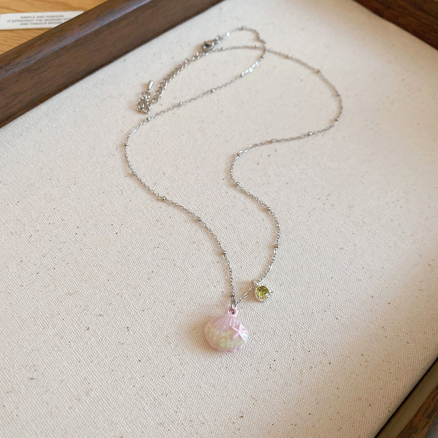 琺瑯貝殼鑲鑽項鍊