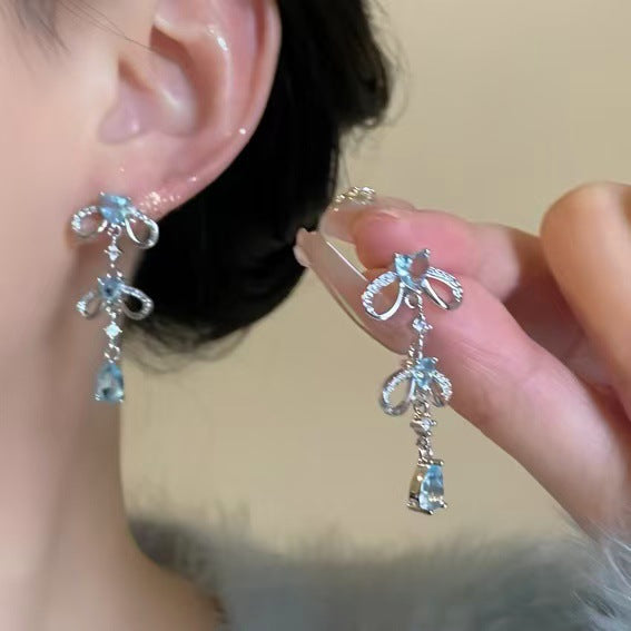 藍海碎片~鑲鉆愛心水滴耳釘精致韓系ins風耳環輕奢高級感超仙耳飾
