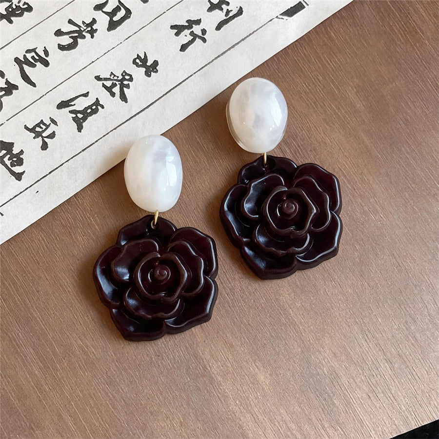 壓克力花朵垂墜耳釘