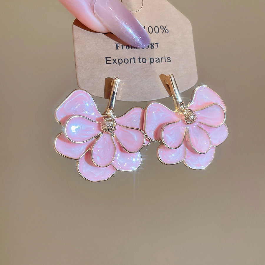 銀針銀杏葉花朵雙層耳環時尚簡約甜美氣質耳釘耳墜輕奢高級感耳飾