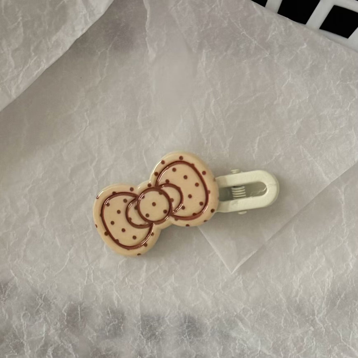 棕色蝴蝶結簡約髮夾