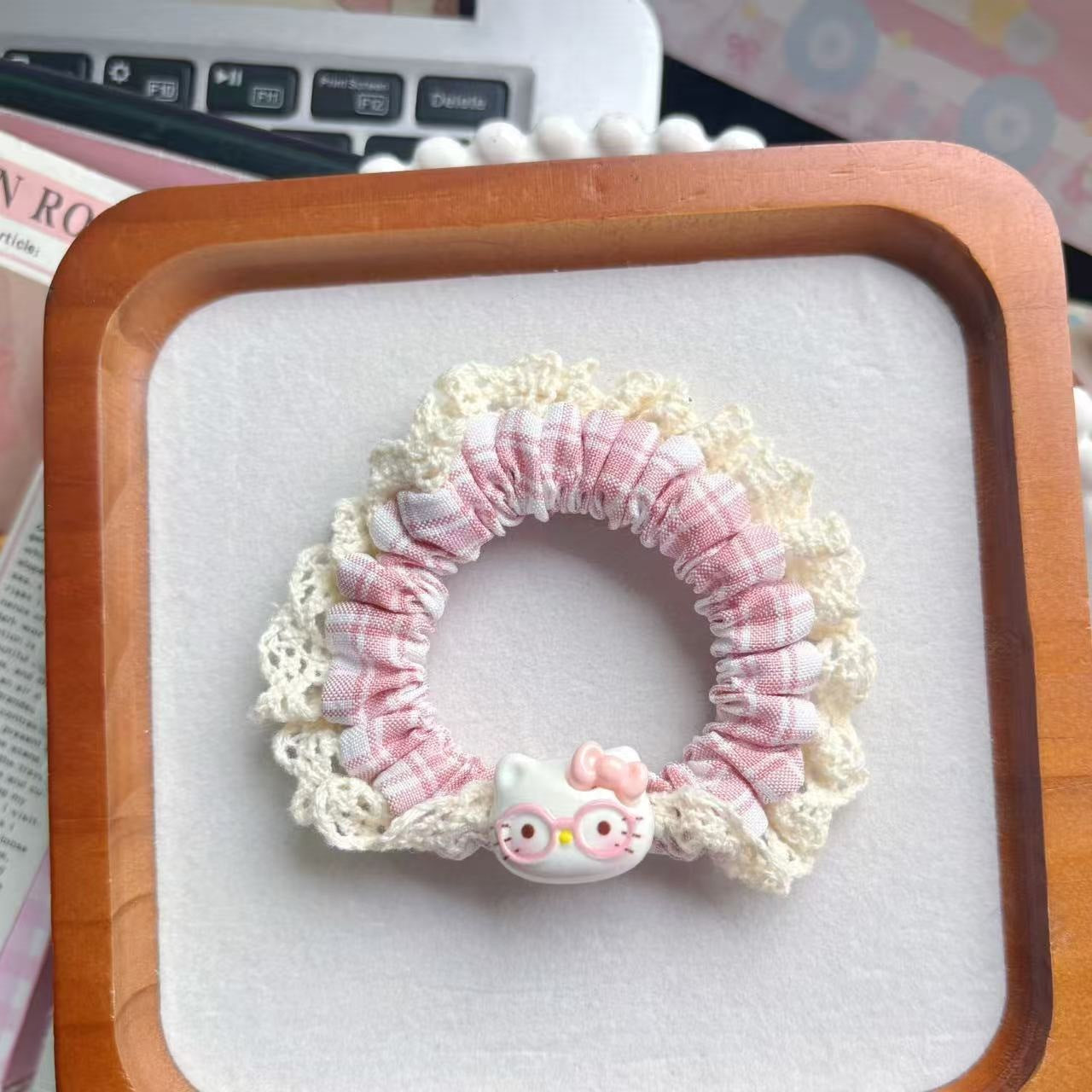 蕾絲貓咪卡通髮圈