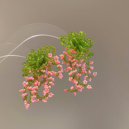 水晶串珠花朵流蘇耳釘－細節特寫28｜https://igowo.tw/