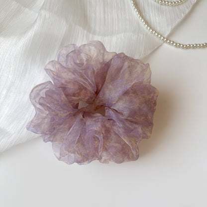 綠色網紗波點髮圈－碎花髮圈-大號款細節｜https://igowo.tw/