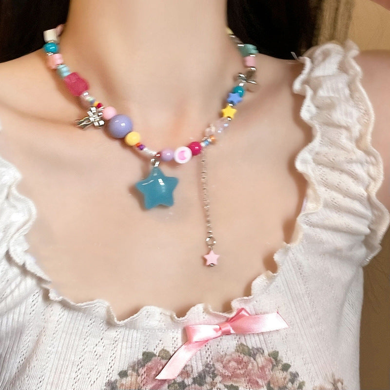 彩色星星愛心項鍊－商品主圖｜https://igowo.tw/