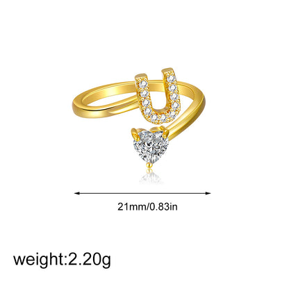鋯石愛心可調式戒指－字母F+愛心款細節4｜https://igowo.tw/