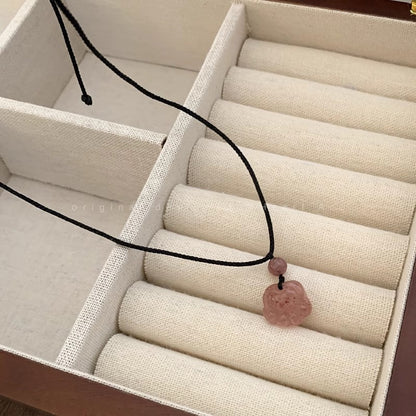 草莓貓咪墜飾編織項鍊