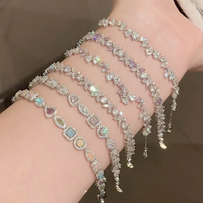 韓系超閃鋯石蝴蝶花朵手鏈輕奢高級感手環小眾時尚氣質百搭手飾女