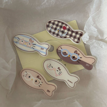 棕色魚尾貓咪髮夾－商品主圖｜https://igowo.tw/