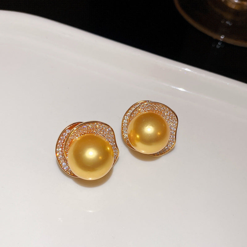 中古鋯石花朵珍珠項鏈耳環戒指套裝時尚百搭鎖骨鏈輕奢高級感飾品