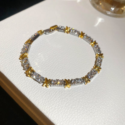豪門千金~超閃鋯石豬鼻子字母手鐲輕奢高級感手環精致千金風手飾