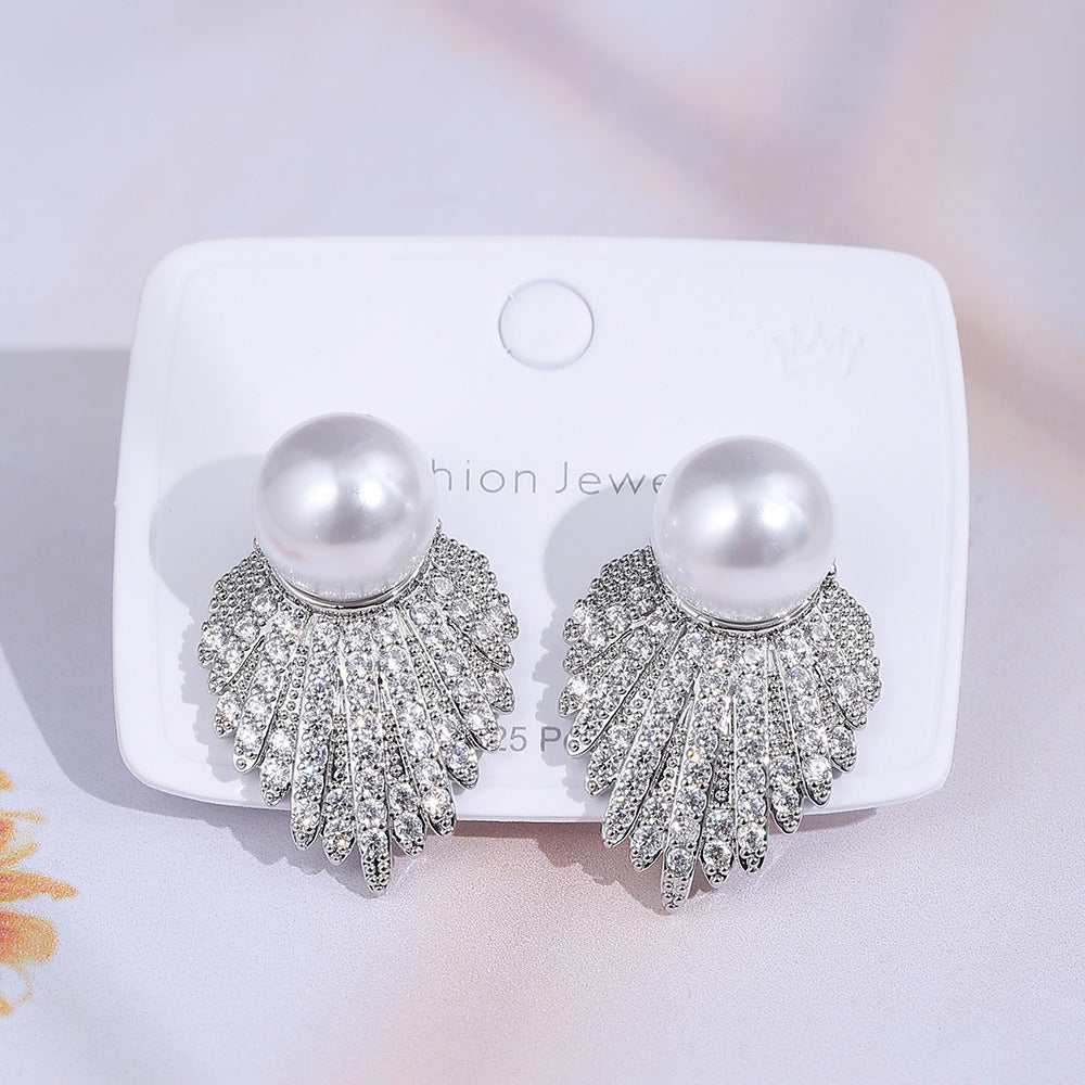 珍珠鋯石耳釘