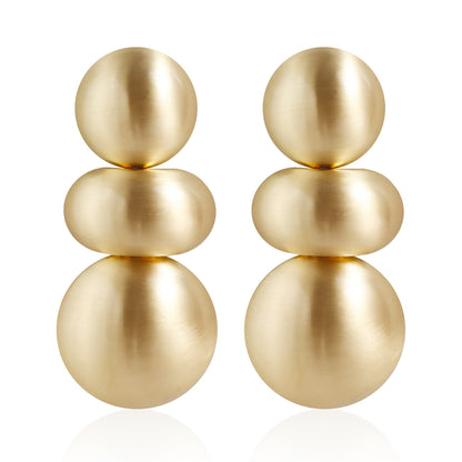 金屬圓形拉絲誇張耳釘