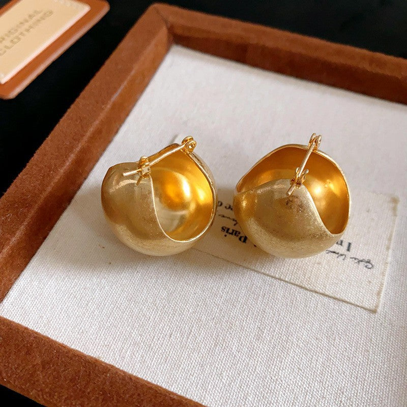 金色金屬簡約耳環－87#銀針-金色款細節67｜https://igowo.tw/