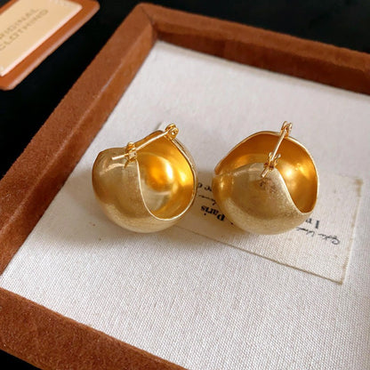 金色金屬簡約耳環－87#銀針-金色款細節67｜https://igowo.tw/