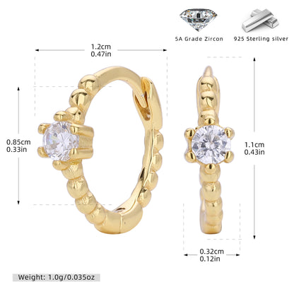 S925 耳環珠邊單彩鋯耳扣耳飾多色小眾輕奢百搭飾品