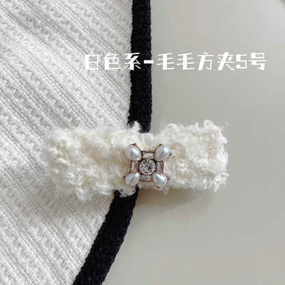 珍珠花朵髮夾－簡約黑色29號款細節｜https://igowo.tw/