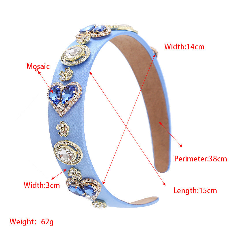 玻璃愛心復古簡約髮箍－綠色款實拍｜https://igowo.tw/