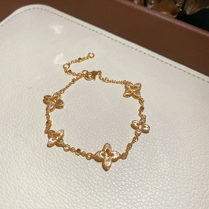 多巴胺彩色鋯石花朵手鏈韓ins風時尚精致手串輕奢高級感百搭手飾