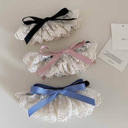蕾絲緞帶蝴蝶結髮夾－商品主圖｜https://igowo.tw/