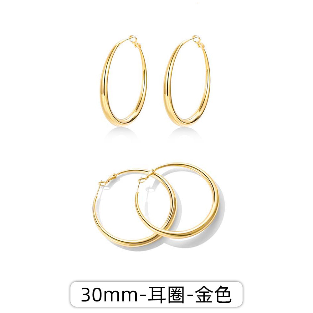素圈簡約耳環