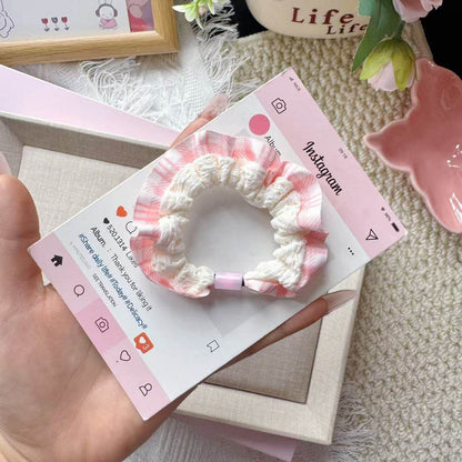 蕾絲簡約髮圈－波點款紫色款細節7｜https://igowo.tw/