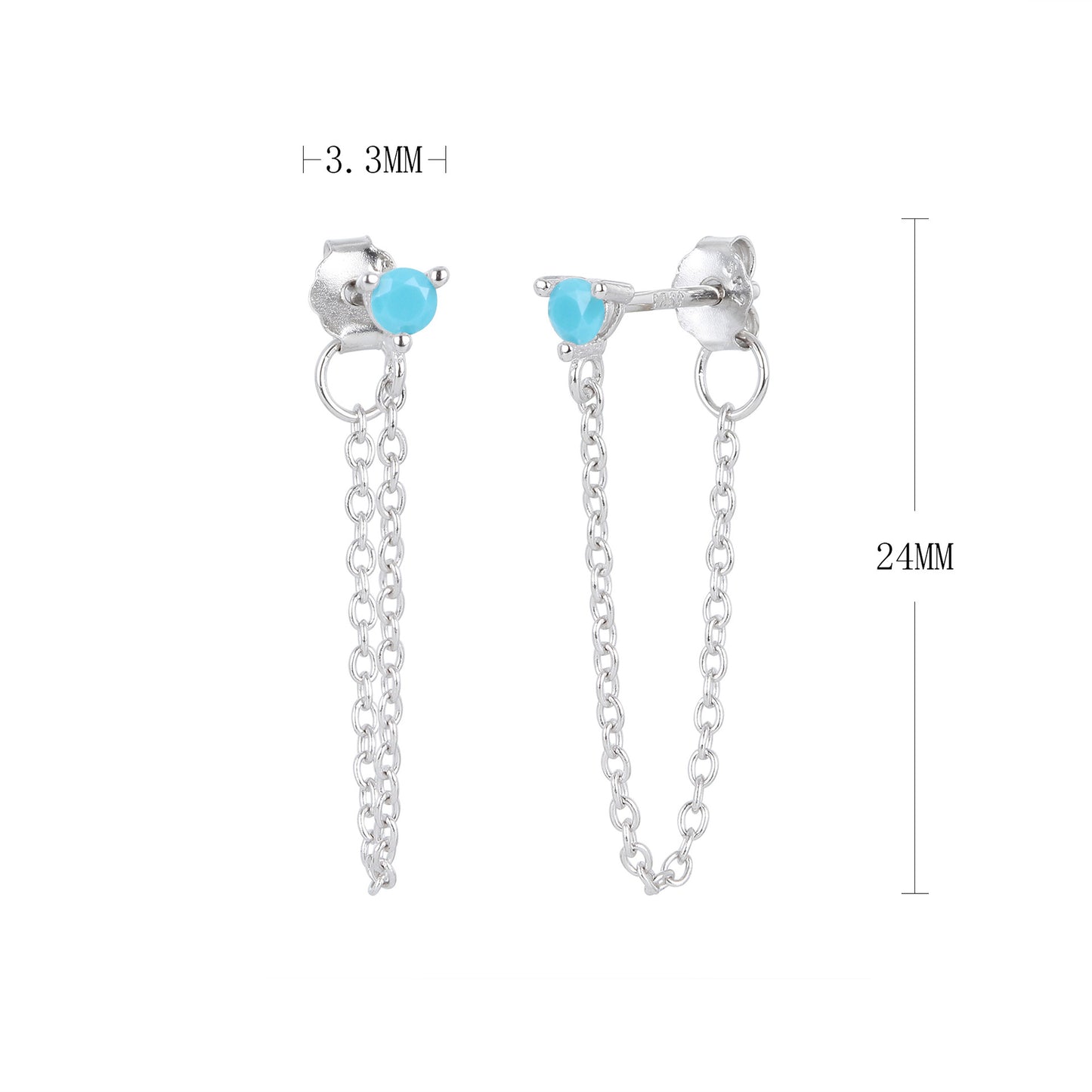 S925 外貿時尚精致簡約耳釘鑲鋯石耳線款潮流網紅風耳飾品