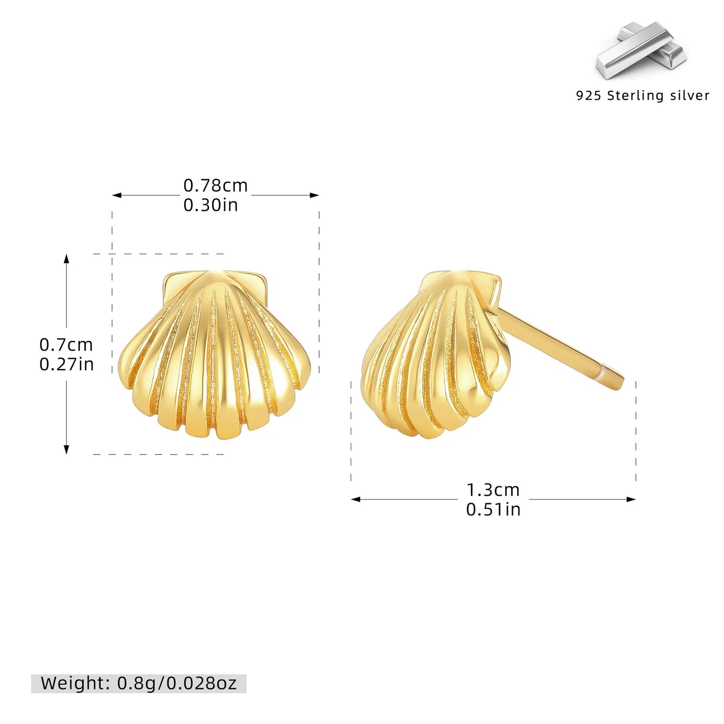 S925 耳釘迷你貝殼設計耳飾度假風小眾高級感飾品