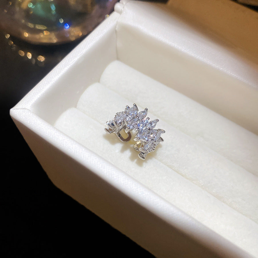 冷淡風鋯石圓形珍珠耳夾女無耳洞個性時尚氣質耳骨夾輕奢小眾耳飾