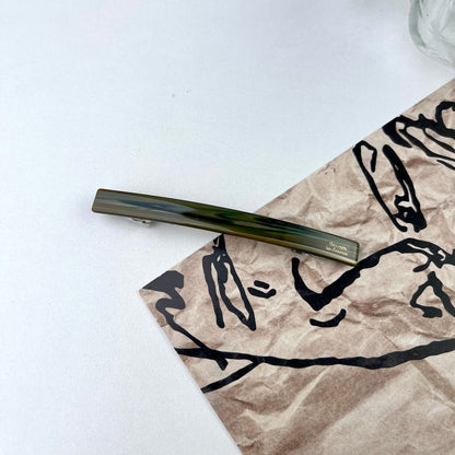 綠色樹脂一字復古髮夾