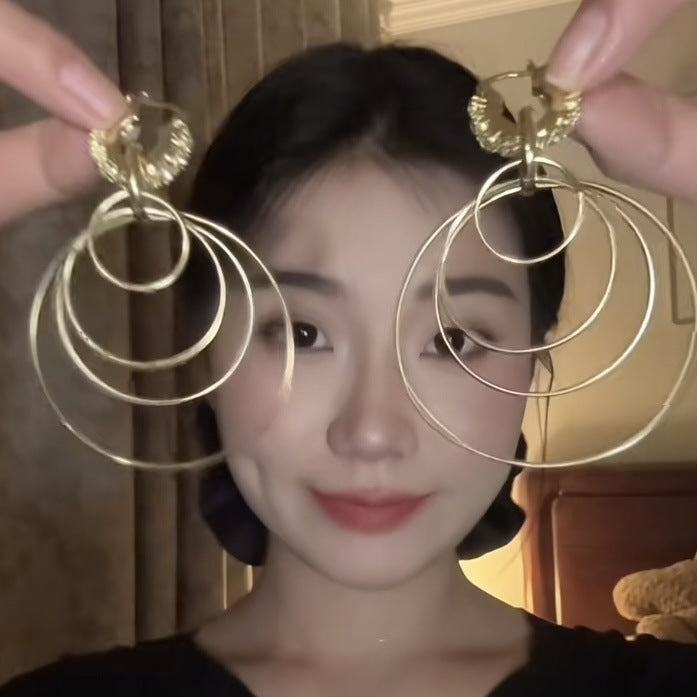 銀針法式復古金屬幾何吊墜耳釘輕奢高級感耳環設計感小眾耳飾批發