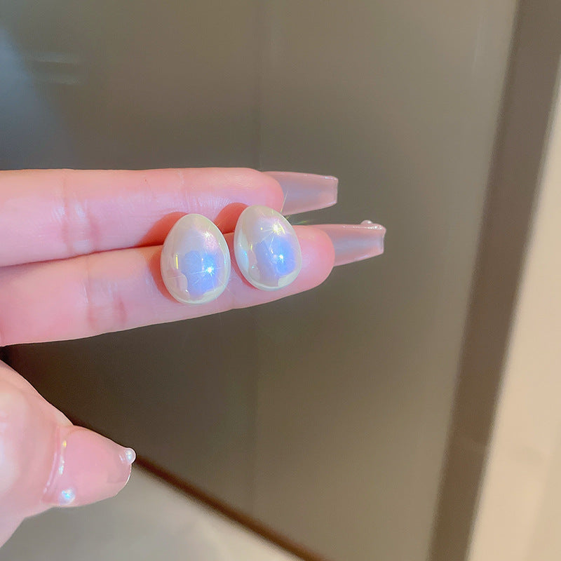 銀針豆豆人魚姬珍珠耳環個性法式ins風耳釘小眾簡約氣質耳飾批發