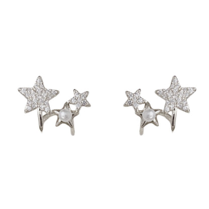 珍珠鋯石星星簡約耳釘