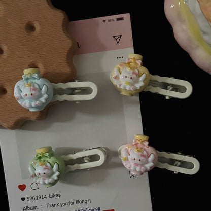 繽紛貓咪翅膀髮夾－粉色髮夾款實拍｜https://igowo.tw/