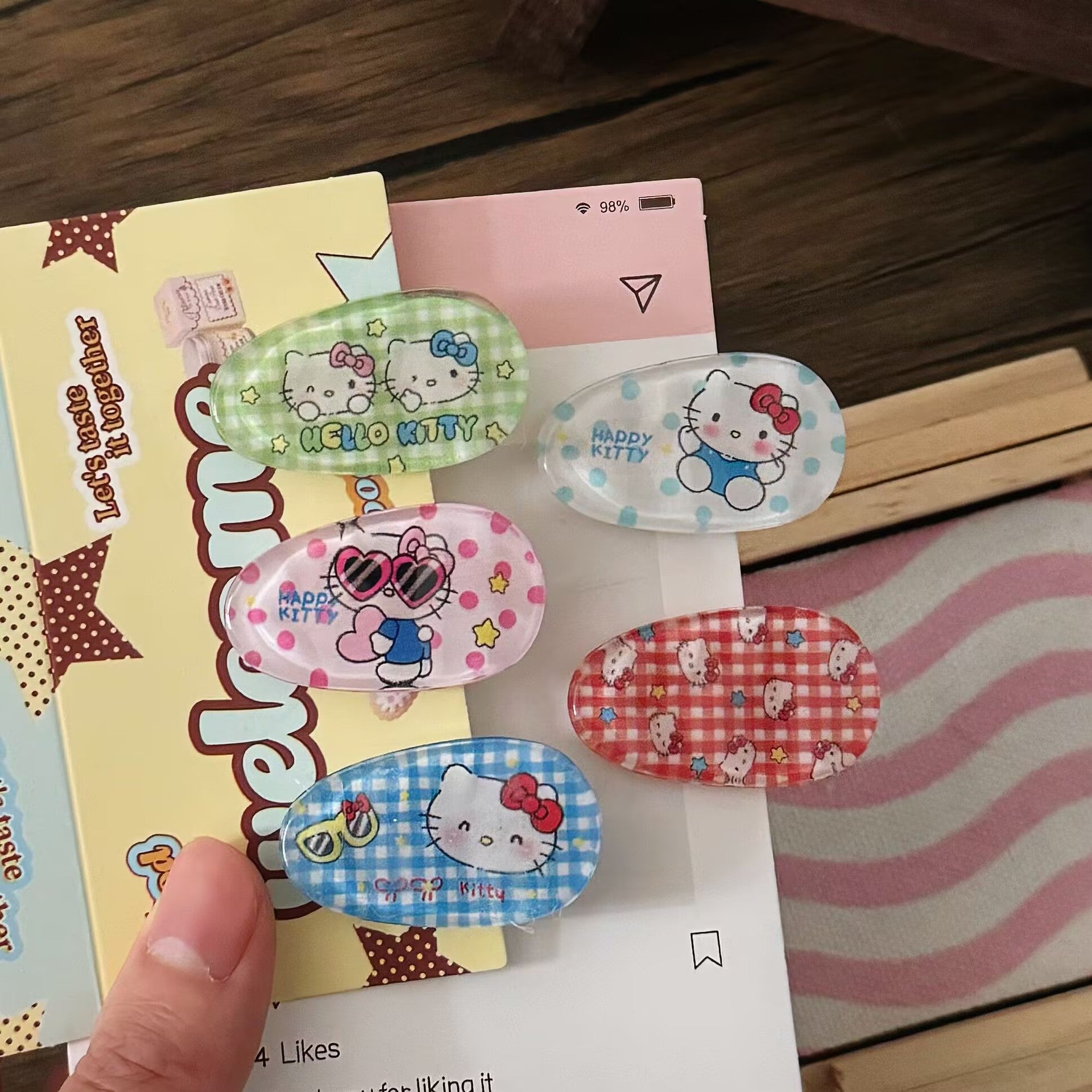藍色貓咪橢圓髮夾－商品主圖｜https://igowo.tw/