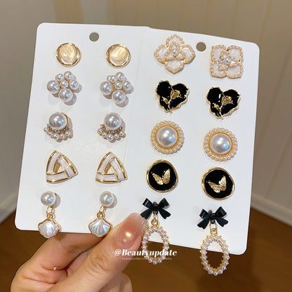 琺瑯貝殼花朵耳釘套組－商品主圖｜https://igowo.tw/