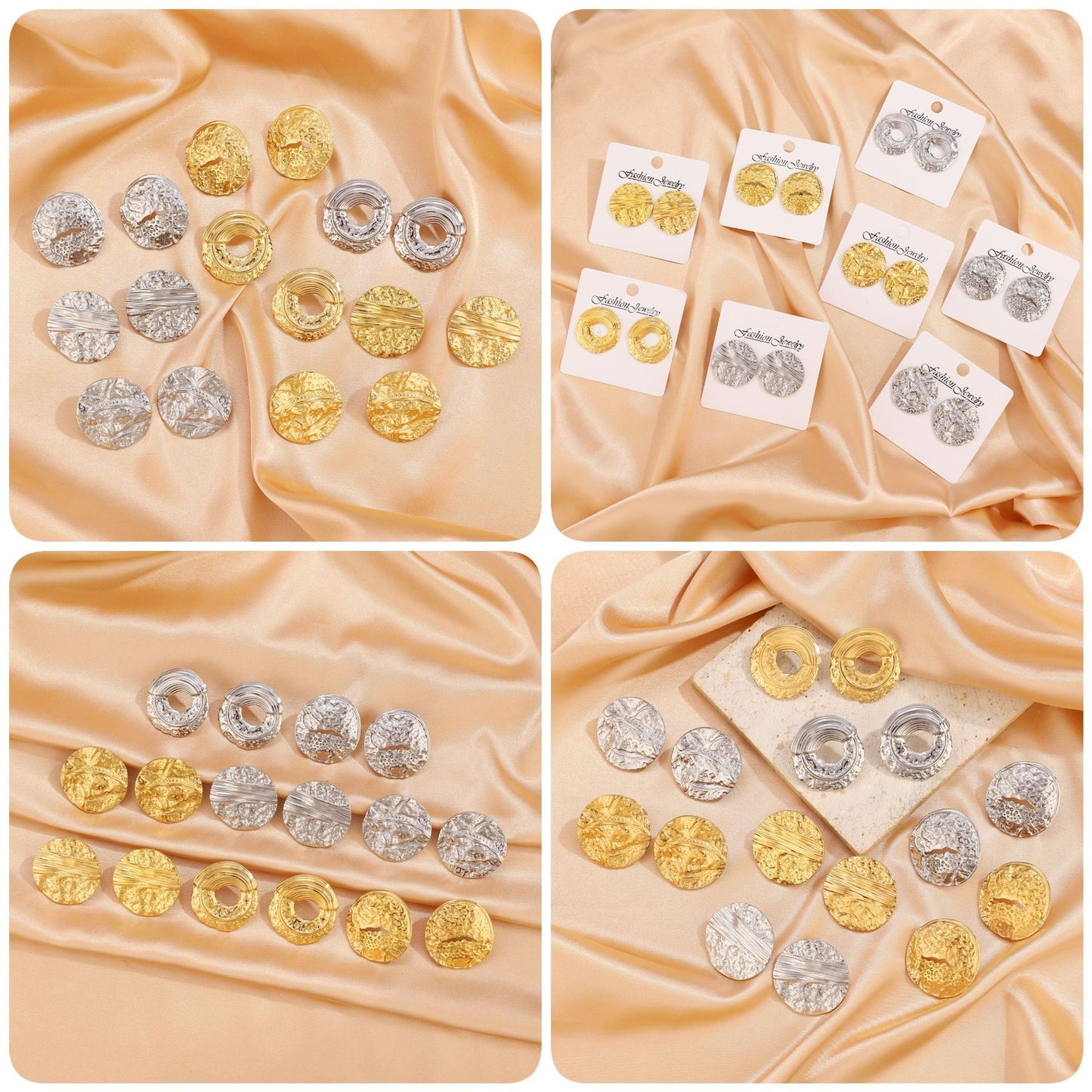 不鏽鋼不規則磨砂耳環－第二視角實拍｜https://igowo.tw/