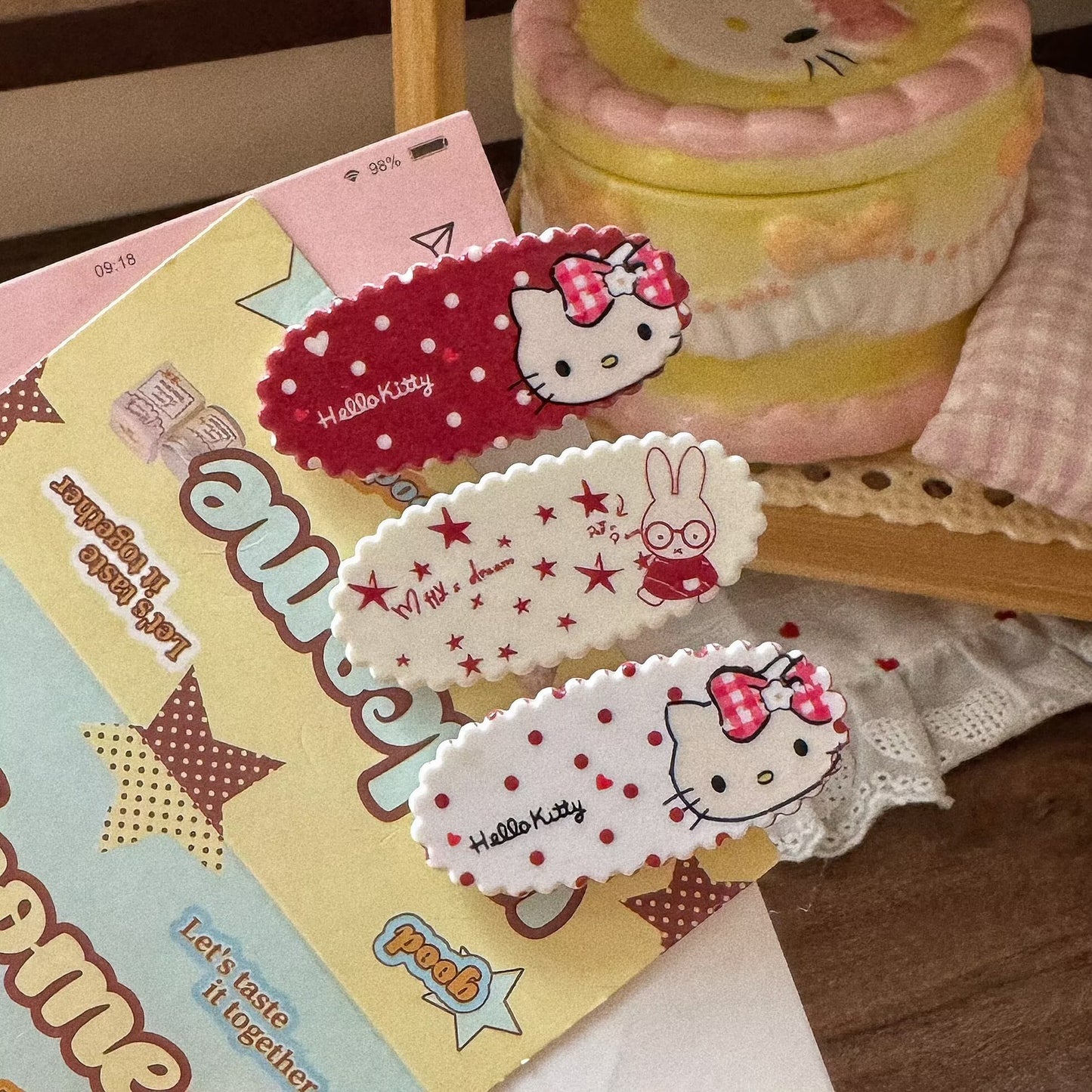 波點貓咪髮夾－商品主圖｜https://igowo.tw/