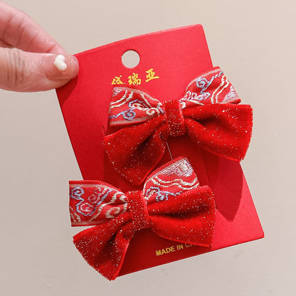 絨面蝴蝶結復古髮夾－細節特寫20｜https://igowo.tw/