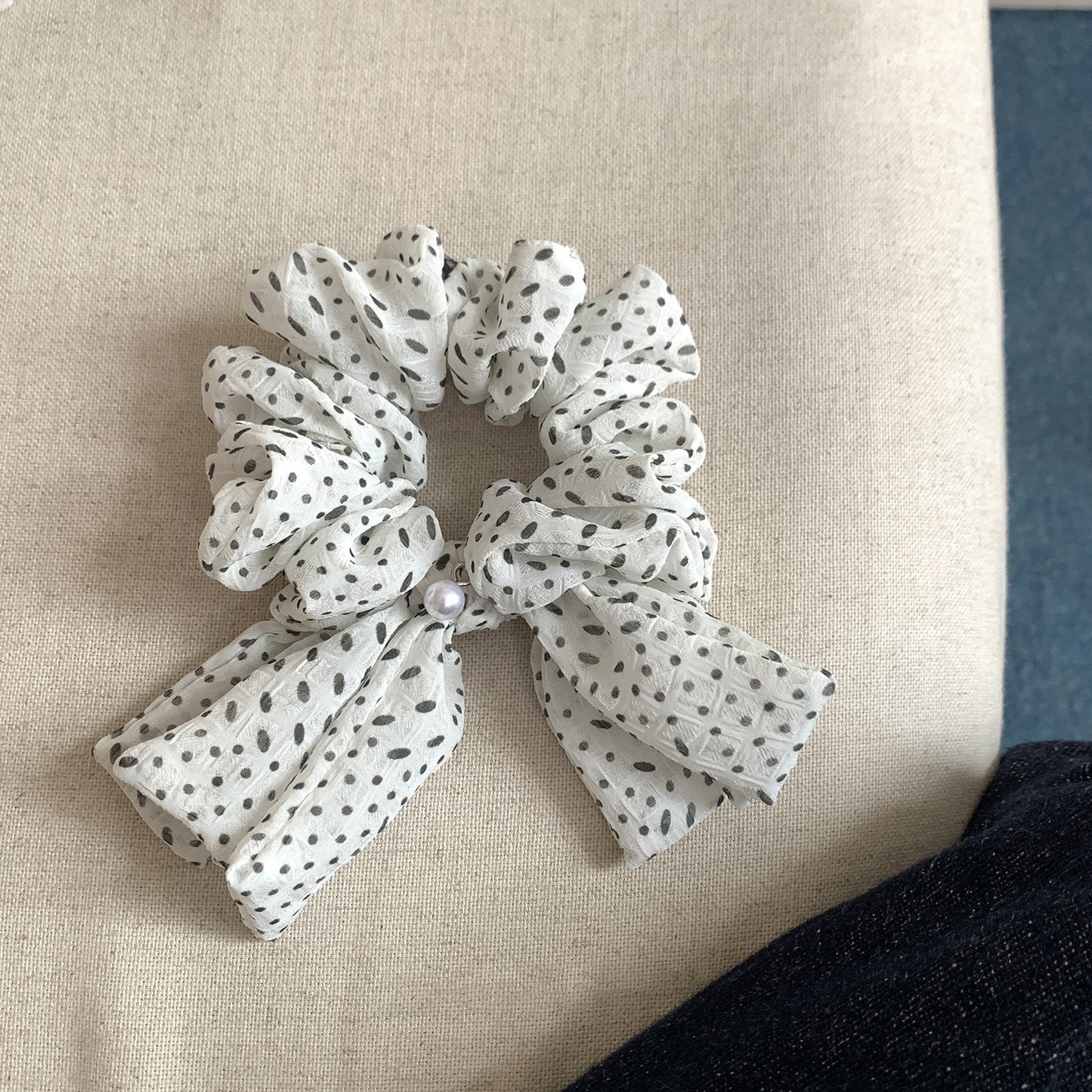 波點蝴蝶結復古髮圈