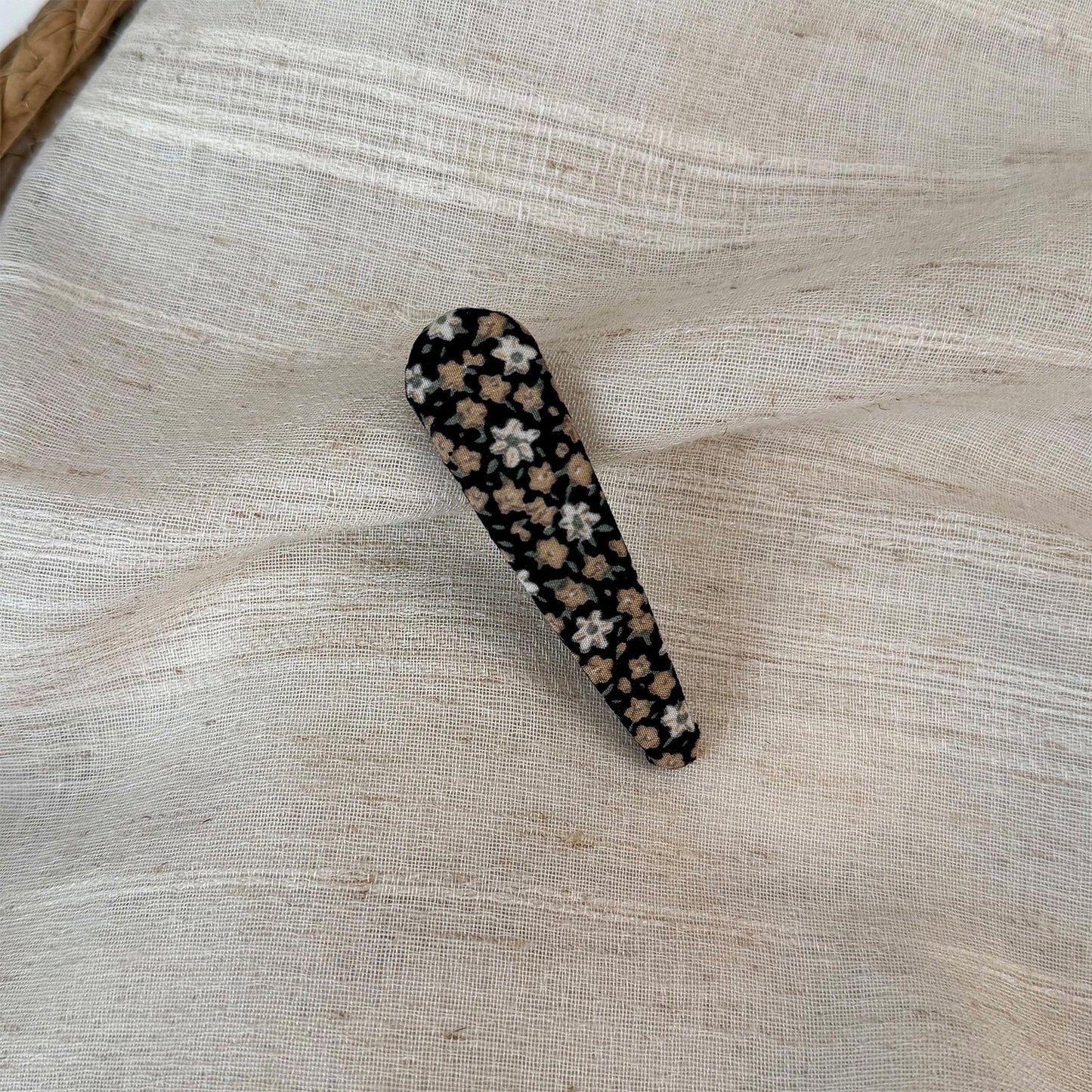 布面碎花橢圓簡約髮夾