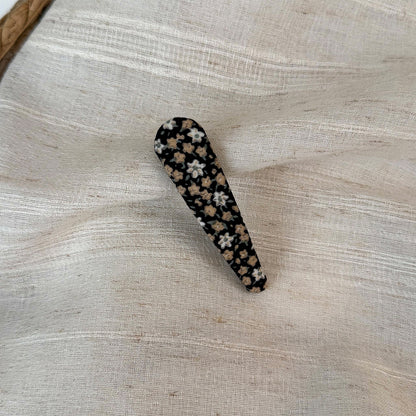 布面碎花橢圓簡約髮夾