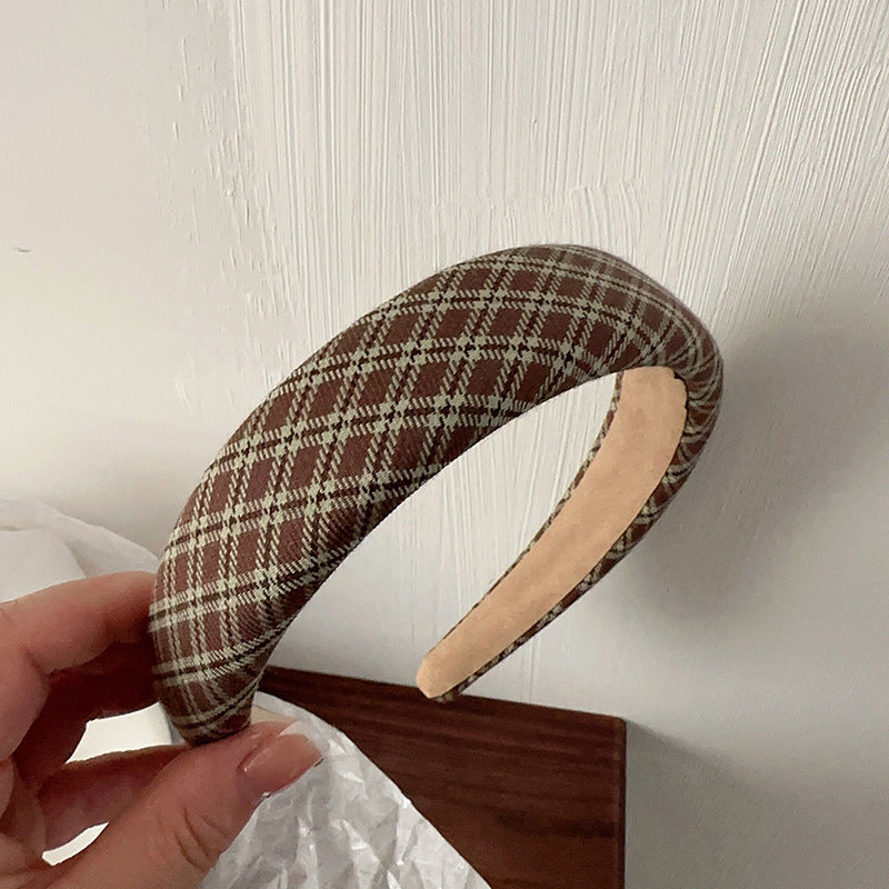 綠色布面格紋髮箍－綠色組-黃綠款細節｜https://igowo.tw/