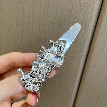 水晶碎銀誇張髮夾