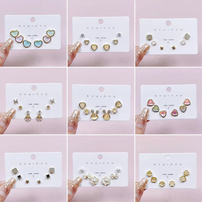 貓眼石愛心耳釘套組－商品主圖｜https://igowo.tw/