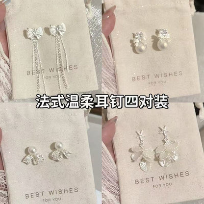 鋯石銀針花朵耳釘－商品主圖｜https://igowo.tw/