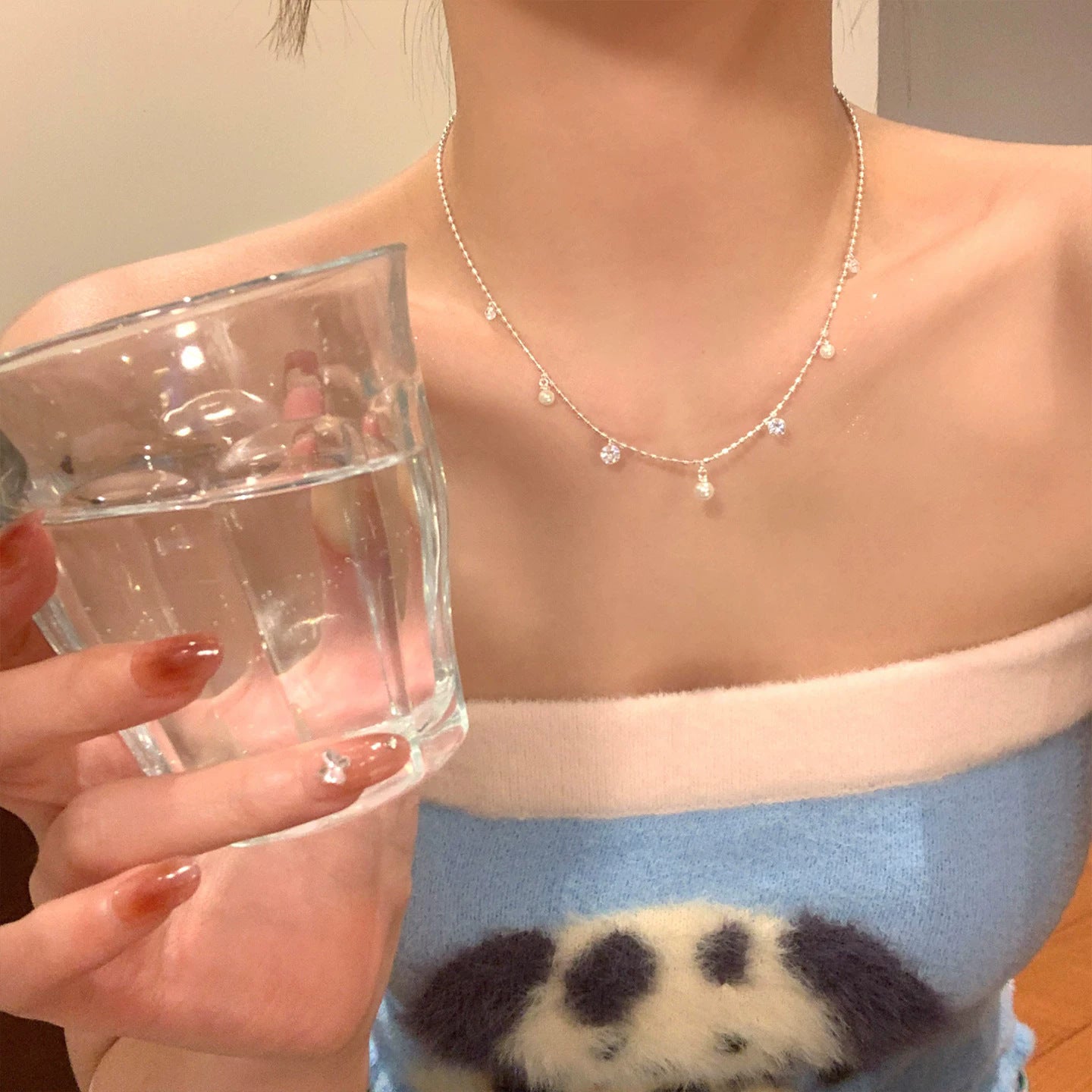 珍珠愛心墜飾多層項鍊