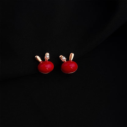 紅色琺瑯復古耳夾－細節特寫12｜https://igowo.tw/