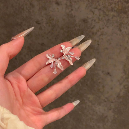 琺瑯鋯石花朵簡約耳釘